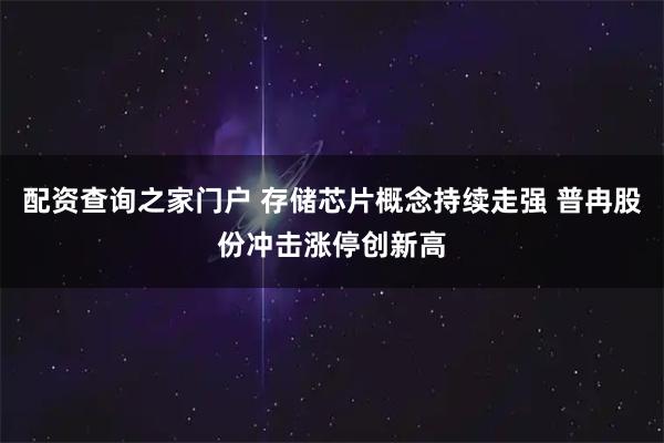 配资查询之家门户 存储芯片概念持续走强 普冉股份冲击涨停创新高