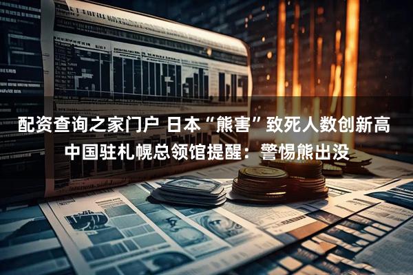 配资查询之家门户 日本“熊害”致死人数创新高 中国驻札幌总领馆提醒:警惕熊出没